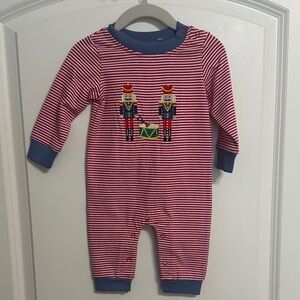 Nutcracker Striped Kids Footie in Red and Blue